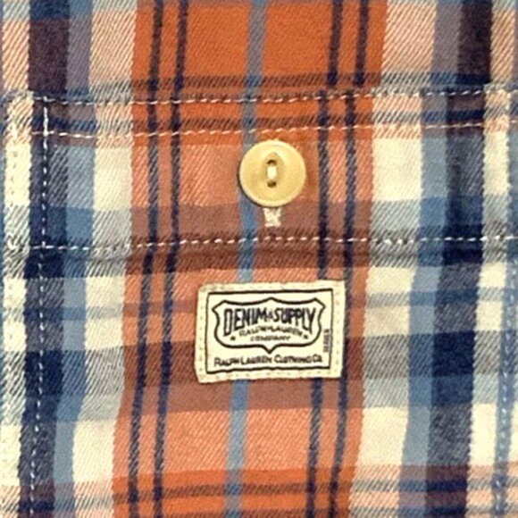 Vtg Distressed Denim & Supply Ralph Lauren Flannel Shirt Mens M Red Plaid - Picture 6 of 12